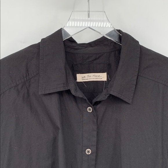 We The Free People Freya Poplin tunic blouse top shirt black button fray new XS - Picture 3 of 6